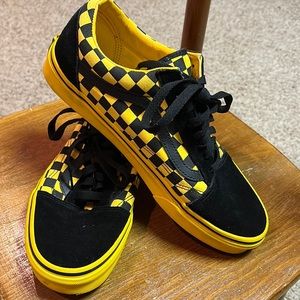 Yellow and black checkered Vans